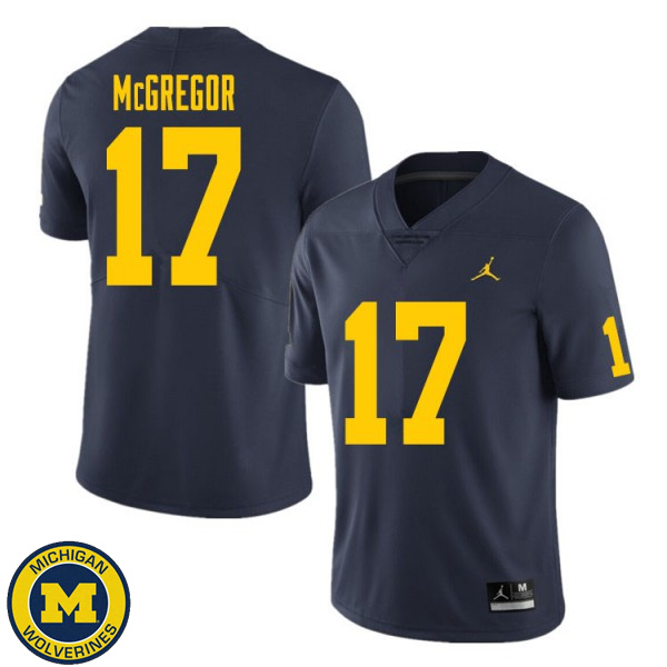 Mens Michigan Wolverines #17 Braiden McGregor Navy Alumni Jersey